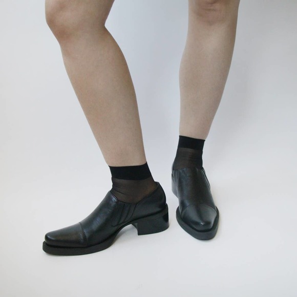 POINTED LEATHER SLIP-ON LOAFERS - Picture 3 of 10